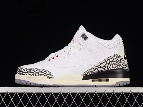 All categories Air Jordan Jordan series basketball shoes Air Jordan 3 cost-effective version Air Jordan 3 "White Cement Reimagined" AJ3 Joe 3 new white cement top layer replica basketball shoes DN3707-100